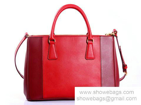 2014 Prada saffiano calfskin 33cm tote BN2274 winered